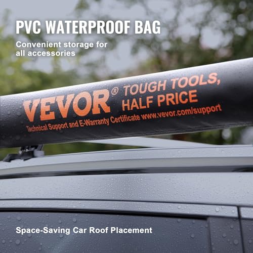 VEVOR Vehicle Awning 6.6'x8.2' Roof Rack Pull-Out Sun Shade UV50+ PU3000mm, Retractable Weatherproof 4x4 Side Awning for SUV Outdoor Camping & Overland (Hardware Included), w/Waterproof Storage Bag - color: Khaki 6.6X8.2ft Car Awning