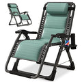 NAIZEA Padded Zero Gravity Chair, Cooling Fabric Folding Outdoor Lounge Chairs, Adjustable Reclining Camping Chairs with Cup Holder, Ergonomic Patio Lawn Chair for Balcony Beach Deck Yard - color: Ice Silk Green, style: Zero Gravity Chair