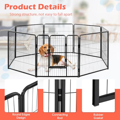 FDW Dog Playpen Dog Pen Dog Kennel 8 Panels 32 Inch Hight Indoor Outdoor Folding Metal Portable Puppy Exercise Pen Heavy Duty Dog Fence for Yard Camping,Black - style: 8 Panels