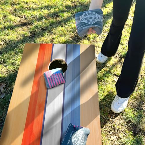 World Series of Cornhole Regulation Size Cornhole Boards – Lightweight & Durable All-Wood Construction | Backyard Bean Bag Toss Set | Rugged Outdoor Game for Tailgates, BBQs, & Backyard Battles - color: Retro USA Striped