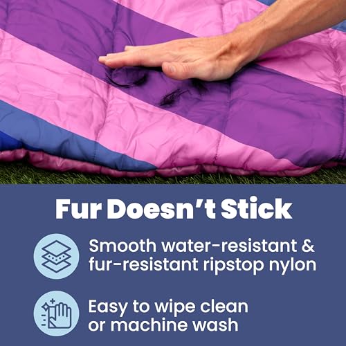 Travel Dog Bed (42" x 30")- Foldable & Packable for Travel, Road Trip, Camping– Lightweight, Water Resistant & Cozy with Soft Padding– Compact, Portable & Machine Washable– Large & Small Breeds: Pink - color: Pink Horizon