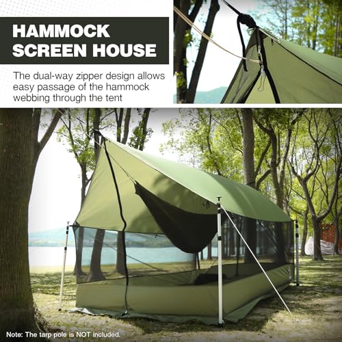 REDCAMP Large Hammock Hot Tent with Stove Jack, Waterproof & Windproof Winter Wall Tent with Snow Skirt, Ultralight 4 Season Tents for Camping, Hiking, Bushcraft, Backpacking, Hunting - style: Screen Tent