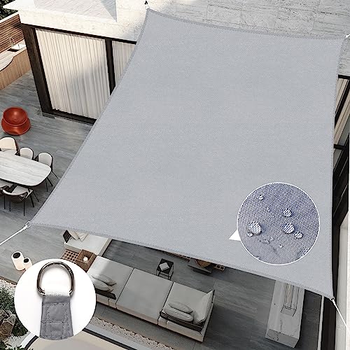 RICHIE Upgrade 8'X10' Sun Shade Sail Rectangle Canopy, Resistente À Água E Protetor Solar Uv para Pátio Externo, Gramado, Praia, Jardim, Garagem, Quintal, Deck, Pérgola, Cinza Claro - color: Light Grey, size: 8'x10', style: Rectangle