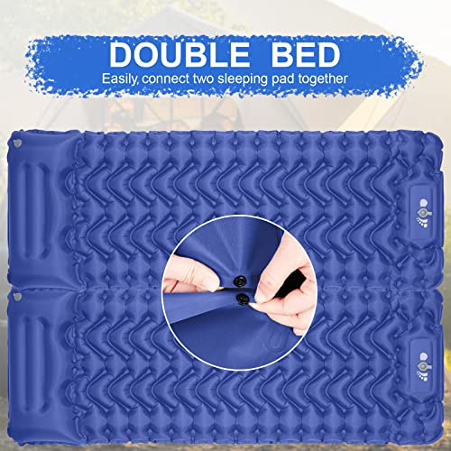 MOXILS Sleeping Pad, Ultralight Inflatable Sleeping Pad for Camping, Built-in Pump, Ultimate for Camping, Hiking, Airpad, Carry Bag, Repair Kit, Compact & Lightweight Air Mattress(Blue) - color: Blue