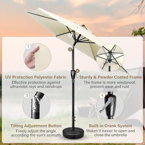 Simple Deluxe 2 Pack 9ft Patio Umbrella Outdoor Table Market Umbrella, 8 Sturdy Ribs for Garden, Deck, Backyard, Pool, Creamy White - color: 2P-Creamy White, size: 9ft