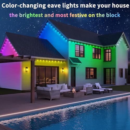 300FT Permanent Outdoor Lights, Smart RGB Eaves Lights with App/Remote Control, LED IP67 Waterproof Outdoor Lighting for Halloween Christmas Holidays Daily Party House Roof Lighting - size: 300FT