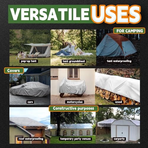 12 Mil Heavy Duty White Tarps 8' X 20', Extra Thick,Durable,Waterproof, UV Resistant, Weatherproof Poly Tarp,with Metal Grommets and Reinforced Edge (Finished Size)-by Raindeway - color: White, size: 8x20 Feet-Finished size