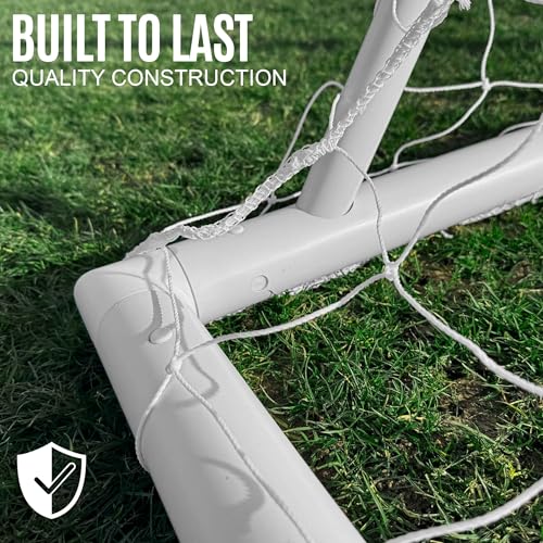 QUICKPLAY Q-Fold Soccer Goal | 30-Second Folding Design for Easy Setup | Portable & Weatherproof uPVC Soccer Goal for Backyard | Durable Post for Adults & Kids - style: 8 x 5'