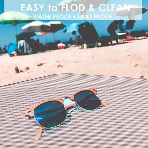 GIVERARE Picnic Beach Blanket Extra Large, XL Sandproof Waterproof Outdoor Camping Blankets 80x60in, Sand Free Oversized Mat, Quick Drying Portable Mats for Travel, Hiking, Music Festival, Lawn-Brown - color: Brown