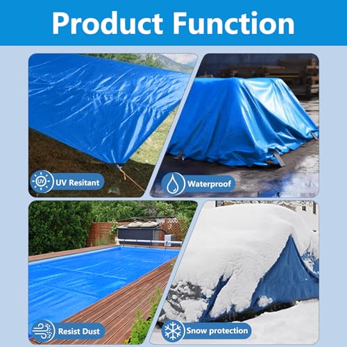 Heavy Duty Waterproof Tarp 10x20 FT, 6 Mil Thick Tarpaulin Cover with Reinforced Edges & Grommets - for Outdoor Camping, Roof, Boat, RV, Pool, Tent - Includes Utility Rope - color: Blue-orange, size: 10*20FT