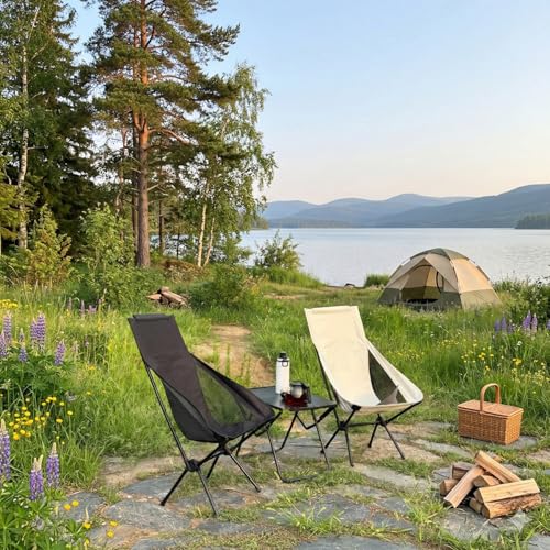 Wind Tour Portable Camping Chair Lightweight Foldable Outdoor Chair for Hiking Camp Backpacking Lawn Beach Fishing Picnic with Carry Bag (High-Back | White) - color: High-back | White