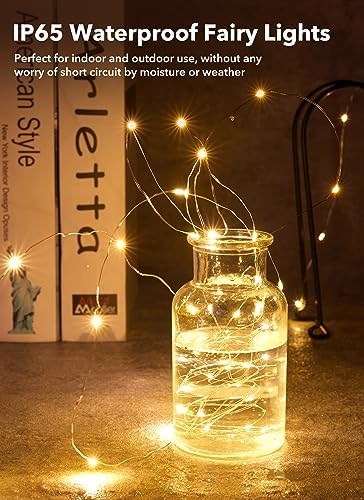 Brightown 12 Pack LED Fairy Lights Battery Operated String Lights - 7ft 20LED Waterproof Silver Wire Firefly Starry Moon Lights for DIY Crafts Wedding Table Centerpieces Party Ramadan Decorations - color: Warm White, size: 12 Pack