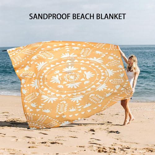 110''×118'' Extra Large Sandproof Beach Blanket 4-8 Adults, Waterproof Foldable Picnic Blankets with 4 Stakes & 4 Pockets, Lightweight Boho Outdoor Beach Mat for Travel, Camping, Hiking - color: Boho Honey, size: 9x10 Ft (1～8 Person)