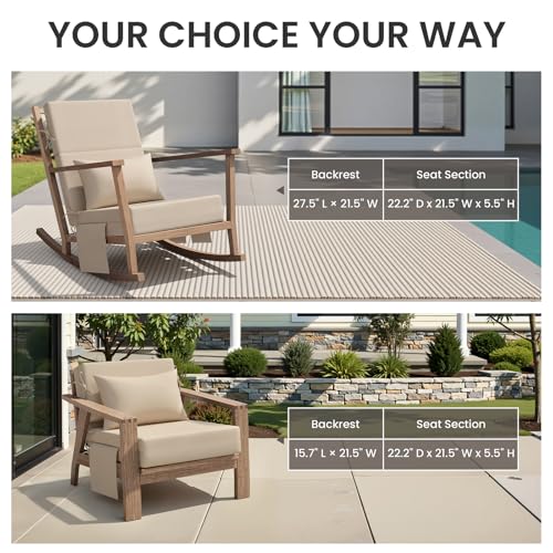 Crestlive Products Foldable Outdoor Chaise Lounge Cushions with Head Pillow and Side Pockets, Water Resistant & Fade Resistant Lounge Chair Cushion, 72" L x 21" W, Beige - color: Beige, size: 72"l X 21"w