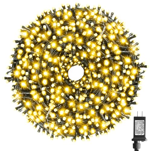 XTF2015 262FT 800 LED Christmas String Lights, Christmas Lights Plug 8 Modes Memory Function with Timer, UL Certified Outdoor Indoor Fairy Light Christma s Tree, Patio, Party (Warm White) - color: Warm White, size: 262 FT