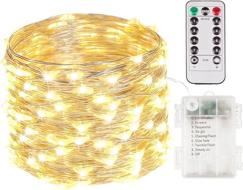 50 LED Fairy Lights Battery Operated with Remote, 16FT Waterproof Twinkle Lights with Timer & 8 Modes, Fairy String Lights Outdoor Indoor for Bedroom Classroom DIY Christmas Decor (Warm White) - color: Warm White, size: 1 Pack 50LED