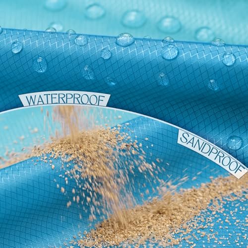 BYDOLL Beach Blanket 78''X81'' Waterproof Sandproof Suits1-4 Adults Oversized Lightweight Large Blanket Picnic Mat for Beach Sand Free Travel Camping Hiking Picnic - color: Cyan Mix, size: 78"X81"