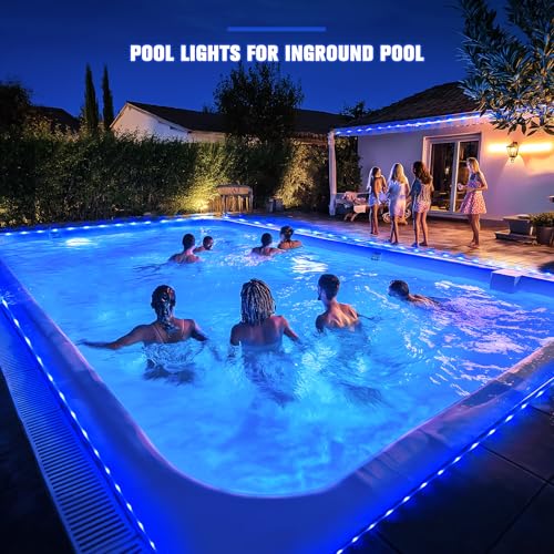 JMEXSUSS 200 LED Pool Accessories Solar Rope Lights Outdoor, 72ft IP 65 Outdoor Waterproof Solar Pool Lights with 8 Modes, Blue Solar Christmas Lights for Trampoline Fence Yard Walkway Christmas - color: Blue, size: 200 LED