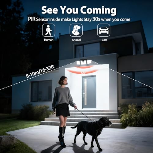 INCX Solar Motion Sensor Lights Outdoor, 3 Heads Security Lights Solar Powered, 156 LED Flood Light Motion Detected Spotlight for Patio Yard Garage Entryways, IP65 Waterproof 4 Pack - color: Black, size: 4 Pcs