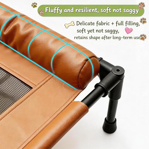Small Elevated Dog Bed,Cooling Hammock with Soft Edge Pillow,Features Non-Slip Base Portable Pet Travel Cot,Indoor Outdoor Universal(23.62" L x 15.75" W x 5.91" H - color: Coffee Brown, size: 23.62*15.75*5.91
