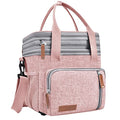 MOV COMPRA Lunch Bag for Women Men, Expandable Large Adult Insulated Lunch Box for Work, Leakproof Double Deck Lunch Box Cooler Tote Bag with Removable Shoulder Strap (PINK) - color: Pink