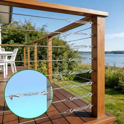 yofit 6 Inch Turnbuckle, 6 Pcs Shade Sail Hardware with Stainless Steel Turnbuckles Kit Hook and Hook Turnbuckle Tensioner for Sun Shade Cables Wire Rope Patio Outdoor - size: 6 Inch Turnbuckle-6 pcs