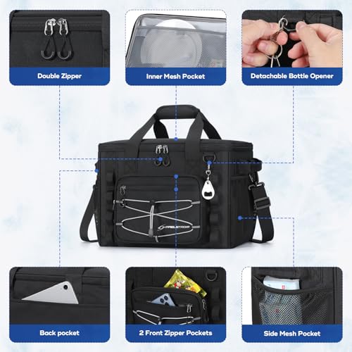 Maelstrom Soft Sided Cooler Bag, 30/40 Can Collapsible Insulated Ice Chest, Large Leakproof Portable Storage for Camping, Travel, Kayaking & Beach - color: 1.Black, size: 30 Can