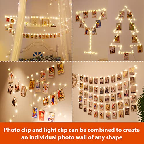 HXWEIYE 120LED Warm White 40Ft Fairy String Light with 52 Clear Clips & 12 Hooks, USB Powered, Waterproof, 8 Modes & Timer, Perfect for Indoor/Outdoor, Bedroom, Party, Wedding Decor - color: Warm White, size: 8 Mode USB Powered-120LEDs