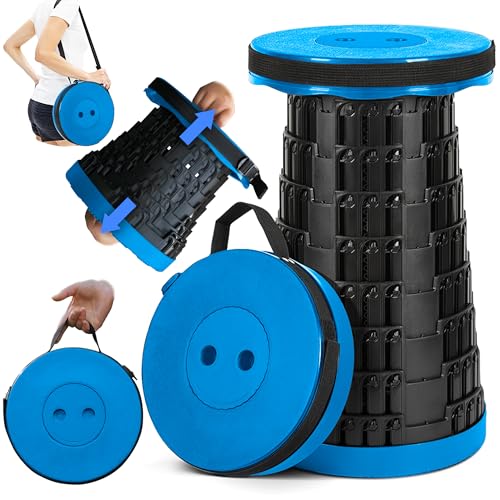 2025 Upgraded Collapsible Stool, Portable Folding Stool Max 620lb, Height Adjustable Retractable Telescopic Seat, Travel Chair, Foldable Camping Seat or Footrest Gift for Outdoors - color: Blue, size: 1 Pack Stool Only