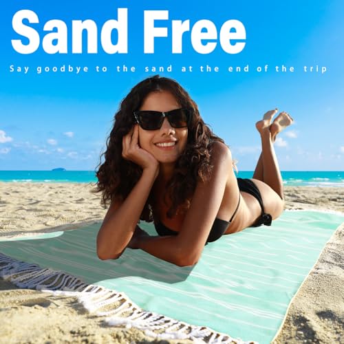 Widdonen Thin Turkish Beach Towel Lightweight Quick Dry Absorbent Cotton Bathroom Bath Pool Swim Towels Extra Large Oversized Sand Free Beach Accessories Essentials Cloud Gifts for Adult - color: 2 Pack Aqua Blue, size: X-large(79 X 36 Inches,200 X 90 Cm)
