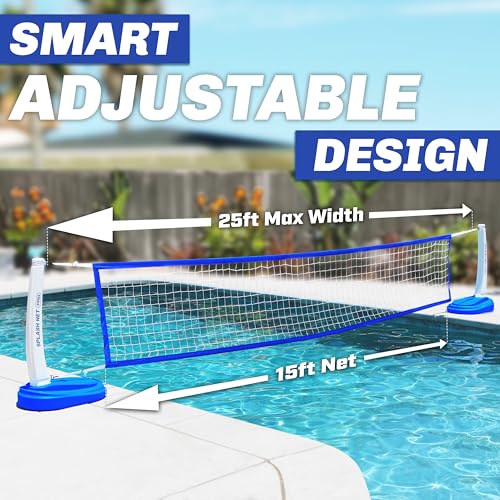 GoSports Splash Net PRO Pool Volleyball Net - Red, White, or Blue - Includes 2 Water Volleyballs and Pump - color: Blue