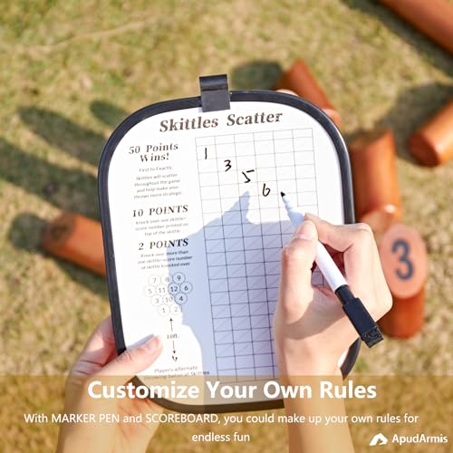 ApudArmis Wooden Tossing Game Set, Numbered Block Toss Games Set with Scoreboard & Carrying Case - Outdoor Lawn Backyard Beach Game for Adults Family - color: Classic Mahogany