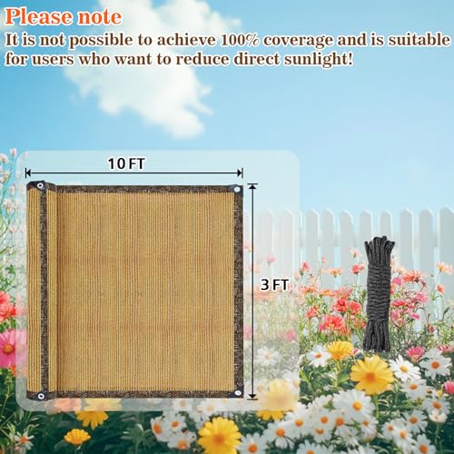 RAINFLOW Fence Privacy Screen Outdoor - Balcony Privacy Screen Garden Mesh Fence Panels Shade Cloth Decorative Plastic Covering Porch Screens Cover for Apartment Patio Backyard Wall 3' x 10' Brown