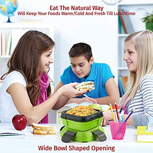 Pinnacle Insulated Leak Proof Lunch Box for Adults and Kids - Thermal Lunch Container With NEW Heat Release Valve 16 oz ~Set of 2~ Blue-Green - color: Blue-green