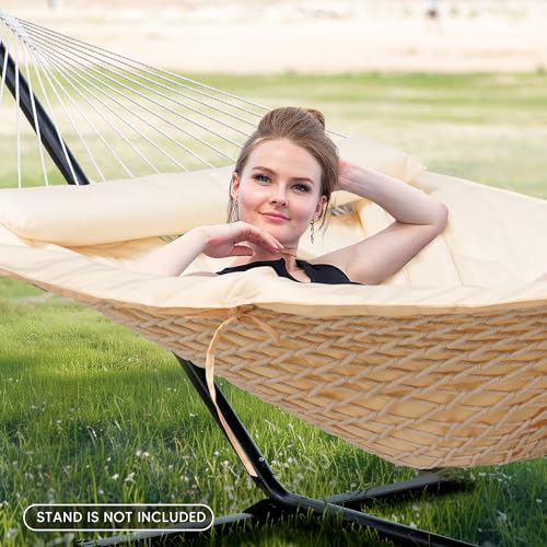 SUNCREAT Hammocks Replacement Hammock for Stand, 475 lbs Capacity, Two Person Backyard Hammock with Pad for Outside, Beige - color: Beige