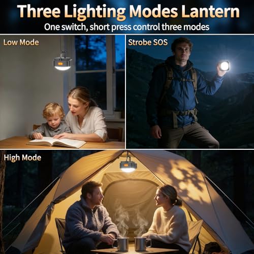 Rechargeable Camping Lights FLY2SKY 2Pcs 2000mAh Tent Lights Flashlight Portable LED Camping Lantern Survival Gear Camping Accessories for Hiking Backpacking Fishing Hurricane Emergency Outage - color: 2PC-2000mAh-BLACK