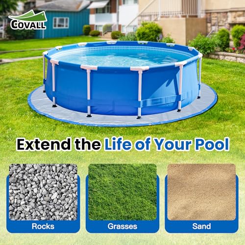 Pool Liner Pads for Above Ground Pools,9FT Round Tarp for Under Pools,Outdoor Swimming Pool Mat,Round Cloth for Pool Bottom(Silver/Blue) - color: Silver/Blue, size: Cover Diameter:9ft
