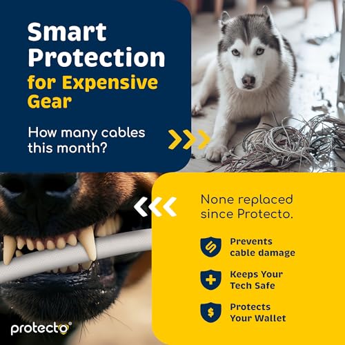PROTECTO Heavy Duty Dog & Cat Cord Protector 10ft Long Sleeve, Easy-to-Use 3/8 in Cord Cover for Pet, Odorless White Color, No Chew Solution for Power, Audio & Video Wire Tubing, Fits 4-6 Cables - color: White, size: 3/8"-10ft - 1pk