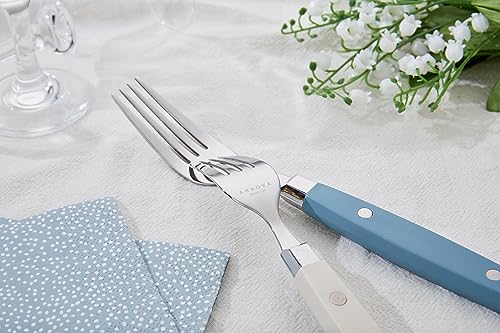 ANNOVA Silverware Set, Retro/Rivet Colorful Stainless Steel Tableware Kitchen Flatware Set Utensils, Includes Dinner Knives, Forks, Spoons, Salad Forks & Dessert Spoons (Morandi Mix, 20 Pieces) - color: Morandi Mix, size: 20 Pieces