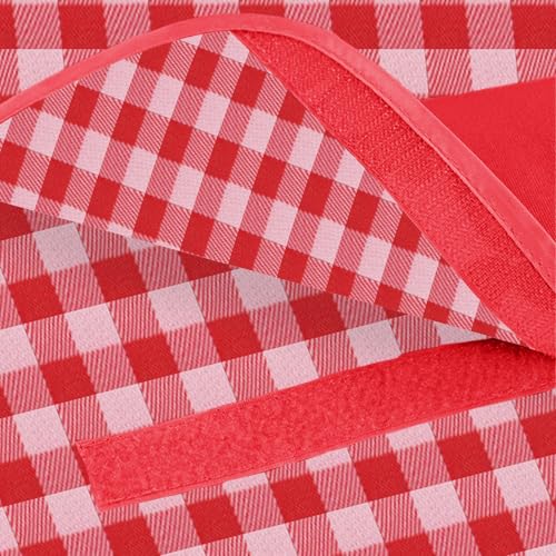 Picnic Blanket 77 x 79 Inches Waterproof Oxford Fabric Picnic Blanket Portable and Foldable Outdoor Mat for Camping, Beach, and Family Picnics - color: Red&white
