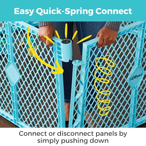 Toddleroo by North States - Superyard Baby Play Yard: Freestanding 6 Panel Baby Playpen - Indoor or Outdoor Use - Made in USA - Encloses Up to 18.5 Square Feet - 26 Inches Tall - Aqua - color: Aqua, size: 26 Inch