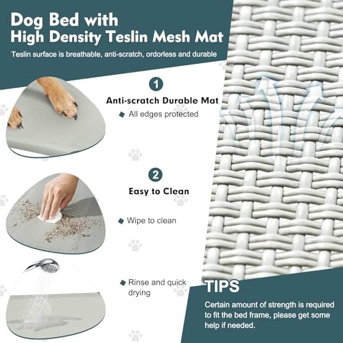 Upgraded Elevated Dog Bed with Canopy, Portable Raised Outdoor Dog Bed with Stable Anti-Slip Feet, Removable Wider Shade, Raised Dogs Cot for Large Pets Camping, Indoor & Outdoor Use - color: Dog Canopy-Grey, size: 42.0"L x 30.0"W x 33.0"Th