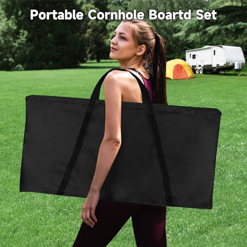 Cornhole Board Set 4x2 Regulation Size Cornhole Set with Carrying Bags & 8 Bean Bags Corn Hole Boards Bean Toss Game for Adults Family Outdoor Lawn Outside Backyard Games - color: Beach Palm Trees, size: 4*2FT
