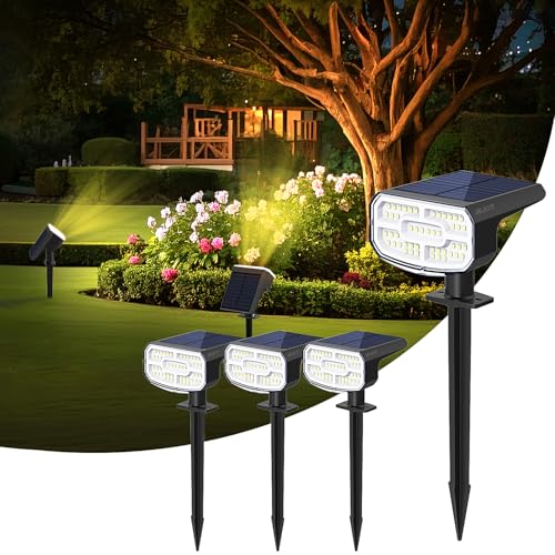 Solar Lights Outdoor Waterproof IP65,Auto On/Off, 2700K 2 Lighting Modes, Super Bright LED, Solar Powered Yard Garden Solar Spot Lights for Outside Landscape,4 Pack - color: Warm-2700K, size: 4 Pack