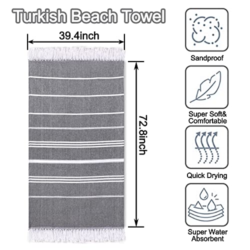 Beach Towel 2 Pack,Sand Free Beach Towels Oversized 39 x 72,Turkish Beach Towel Quick Dry Towel,Lightweight Pool Towels for Adults Travel Towel,Cool Beach Accessories Super Absorbent Towels - color: 2 Pack Grey