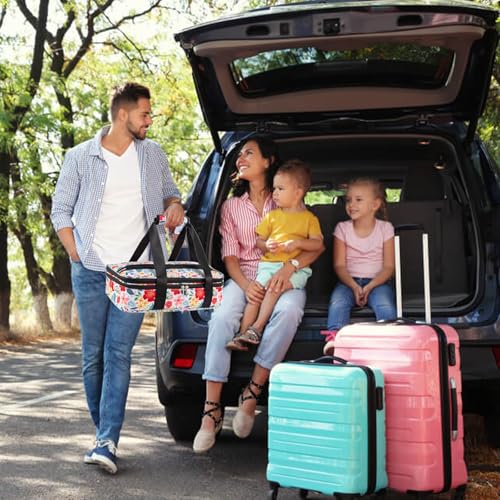 Double Decker Casserole Carrier Fits Pioneer Woman Kitchen Stuff & 9x13 Baking Dish, Expandable Lasagna Lugger Tote, Leakproof Thermal Food Warmer Bag for Potluck, Travel, Hot/Cold Food & Mom Gifts - color: Double Floral#2