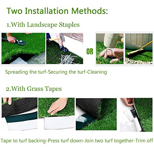 Artificial Grass Turf Faux Grass for Dog Thick Realistic Turf Rug Indoor Outdoor Carpet Garden Lawn Landscape Rubber Backed with Drainage Holes,1.38inch Pile Height,1Feet X 26Feet - size: 1 Feet X 26 Feet