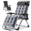 NAIZEA Padded Zero Gravity Chair, Folding Outdoor Lounge Chairs, Adjustable Reclining Camping Chairs with Cup Holder, Ergonomic Patio Lawn Chair for Balcony Beach Deck Yard - color: Grey, style: Zero Gravity Chair