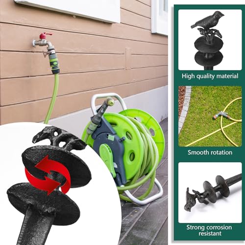 MorningRo 4 Pcs Garden Hose Guide Spike 12 Inch Heavy Duty Metal Hose Support Spike Aluminum Decorative Garden Stakes Protector to Keeps Flower Beds Plant Yard Lawn (Bird) - color: Bird