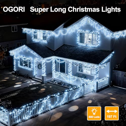 OGORI 200FT 800LED Fairy Lights Outdoor, Cool White Fairy String Lights 8 Modes Remote & Timer, IP67 Waterproof Fairy Tree Lights for Bedroom, Wedding, DIY, Centerpiece, Christmas Decorations - color: Cool White, size: 200FT 800LED